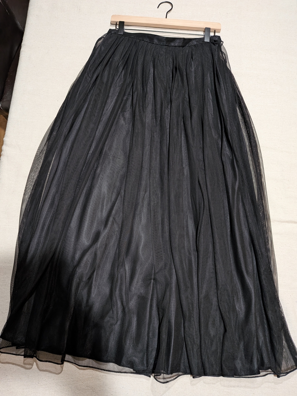 Vintage 90s Black Tulle Maxi Skirt Dark Academia Whimsigoth Gothic - Picture 2 of 12